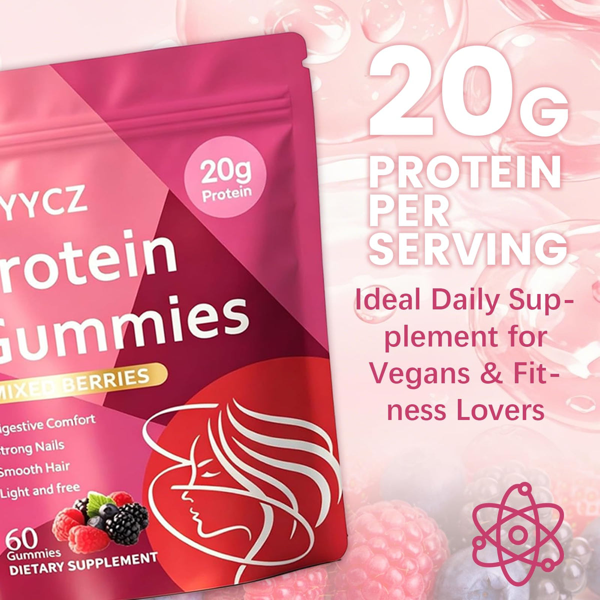 Gummies protéinées ACYYCZ avec goût de framboise