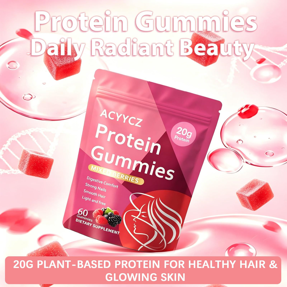 Gummies protéinées ACYYCZ versées dans la main