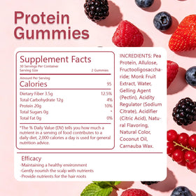 Gummies protéinées STREBAN en forme de fraise sur fond blanc