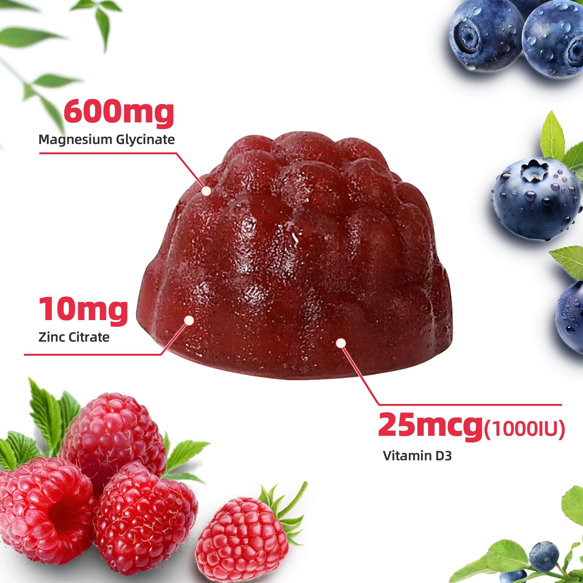 Gummies ProTKFU de magnésium glycinate sur une table