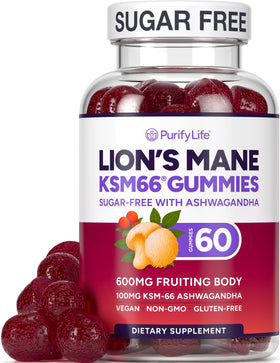 Gummies Purify Life Lion's Mane avec Ashwagandha KSM-66 en boîte