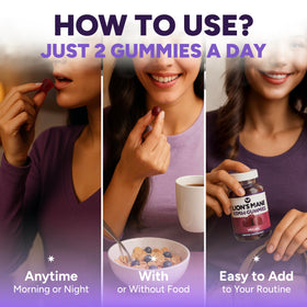 Gummies Purify Life Lion's Mane sur fond blanc