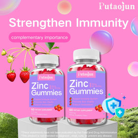 Gummies Putaojun au zinc 50mg, vue de près, saveur fraise