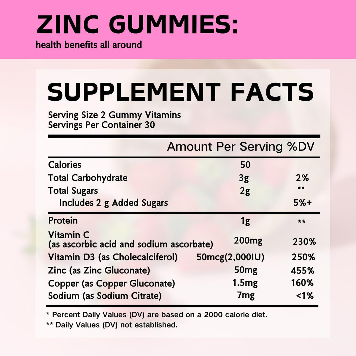 Gummies Putaojun au zinc avec étiquette, saveur fraise naturelle