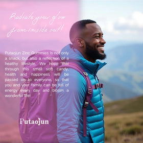 Gummies Putaojun au zinc, flacon ouvert avec gummies visibles