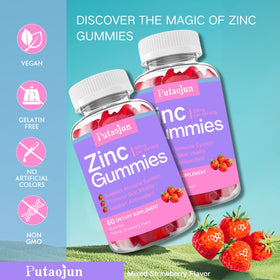 Gummies Putaojun au zinc, flacon sur fond blanc