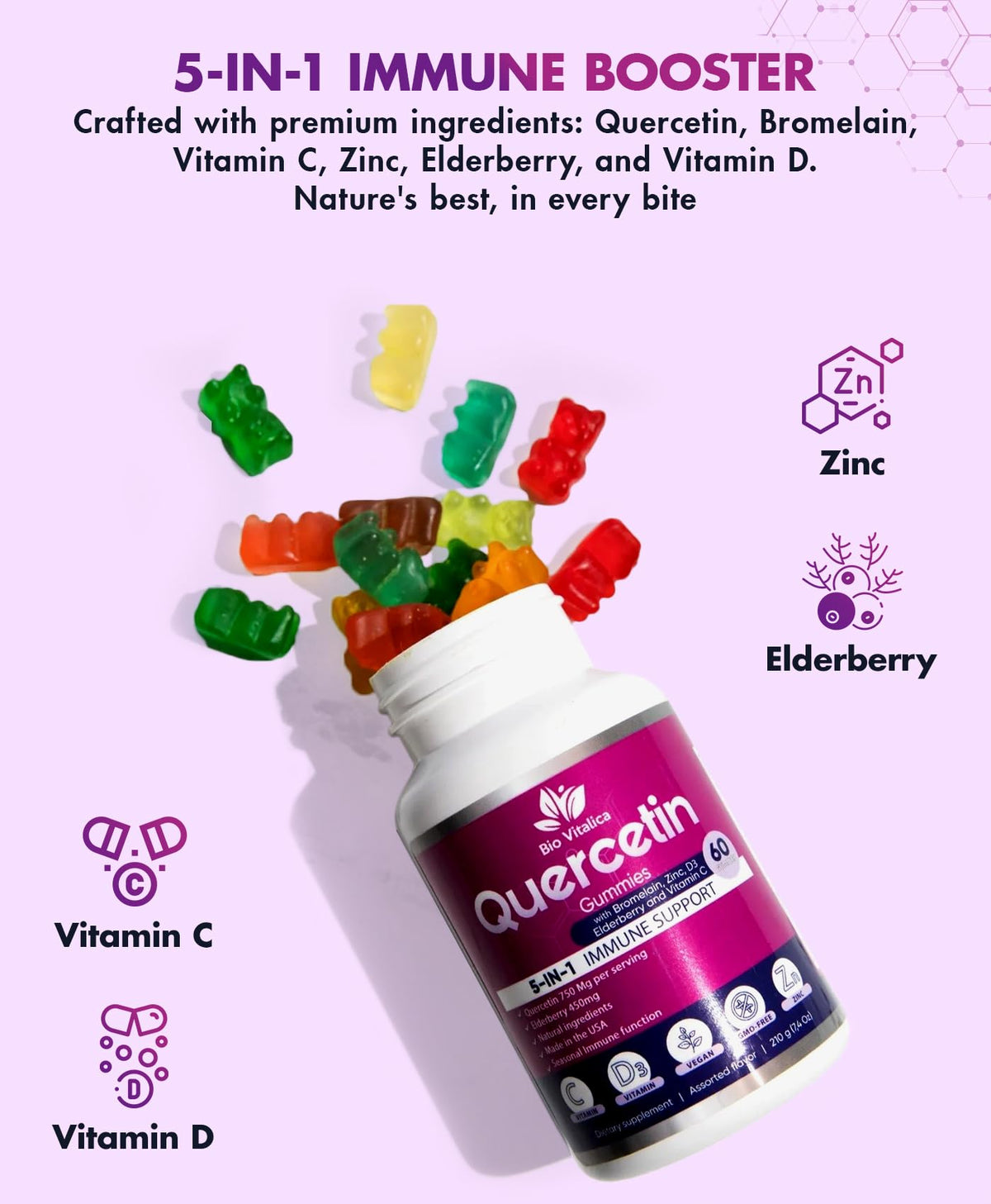Gummies Quercétine BIO VITALICA avec une cuillère