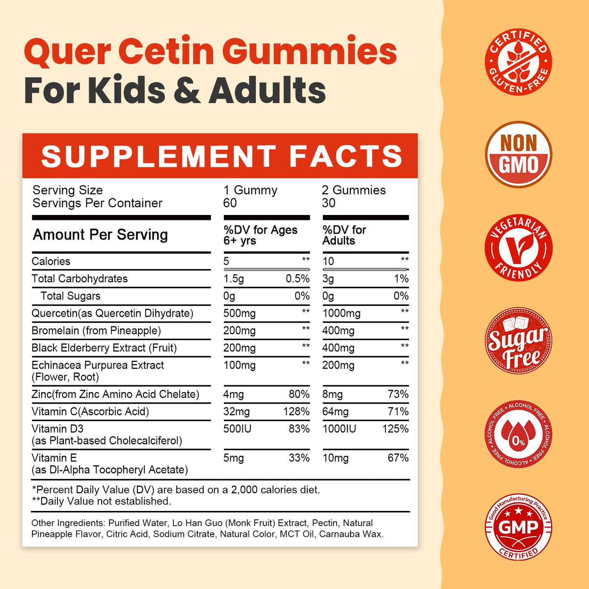 Gummies Quercétine JIANKYTZ avec goût ananas