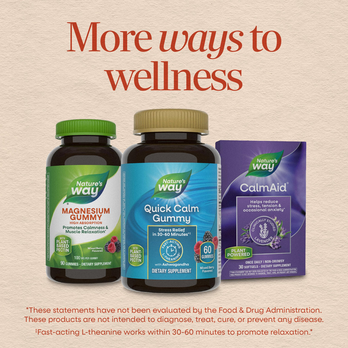 Gummies Quick Calm Nature's Way 60 unités en utilisation quotidienne