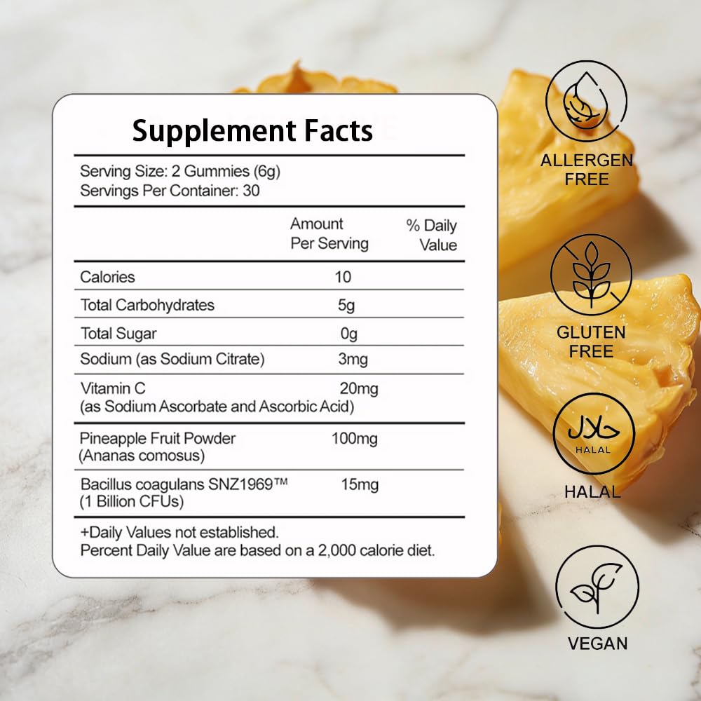 Gummies QYGCHUSIN sur une table avec des ingrédients naturels