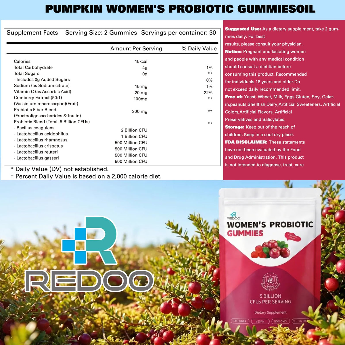 Gummies REDOO, vue rapprochée des gummies