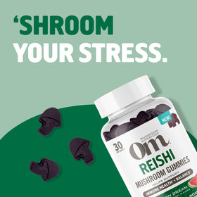 Gummies Reishi OM MUSHROOM SUPERFOOD sur un fond blanc