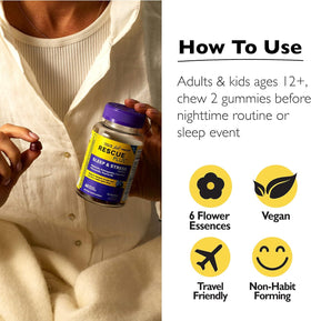 Gummies RESCUE soutien sommeil et stress, présentation sur une table