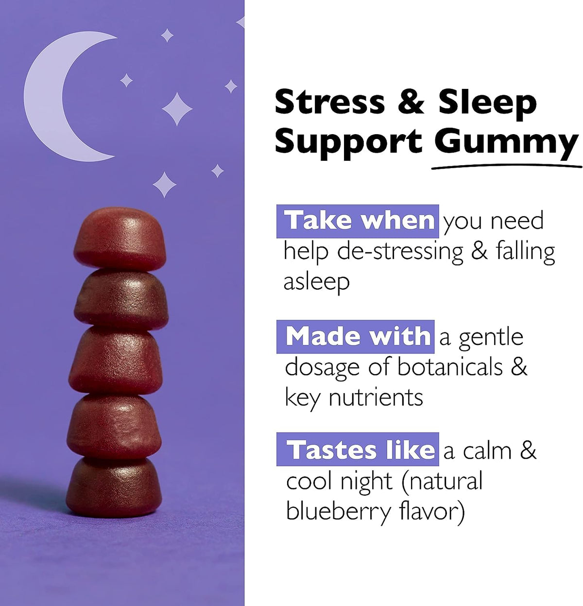Gummies RESCUE soutien sommeil et stress, vue de côté