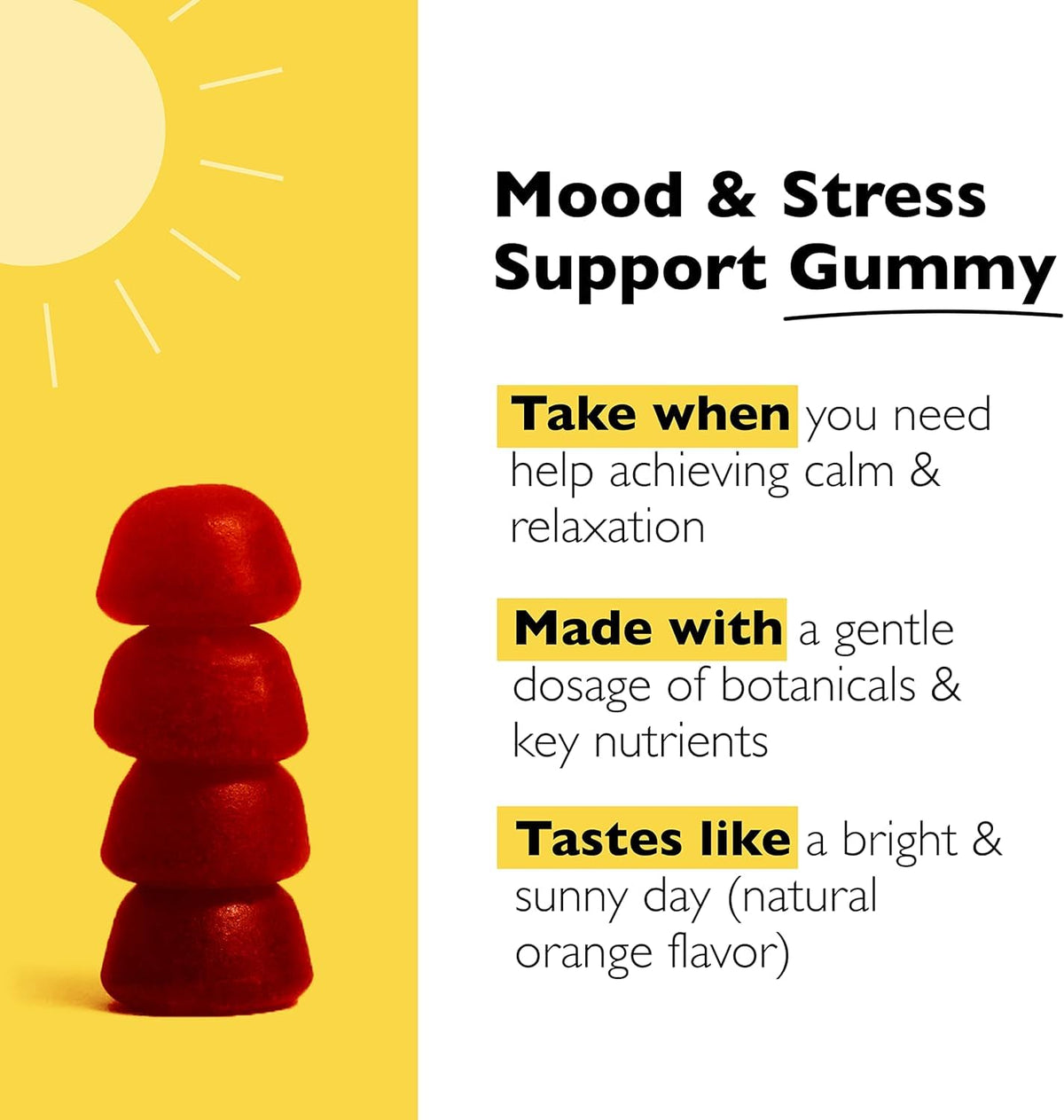 Gummies RESCUE sur une surface en bois, mise en scène