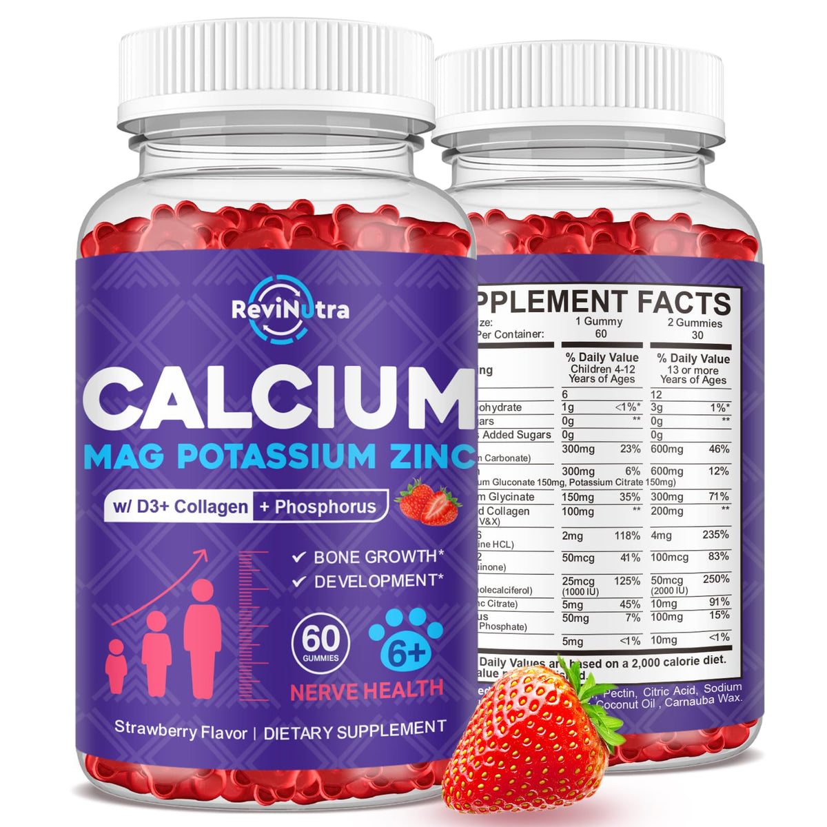 Gummies ReviNutra Calcium Potassium Magnésium 60 gummies en emballage