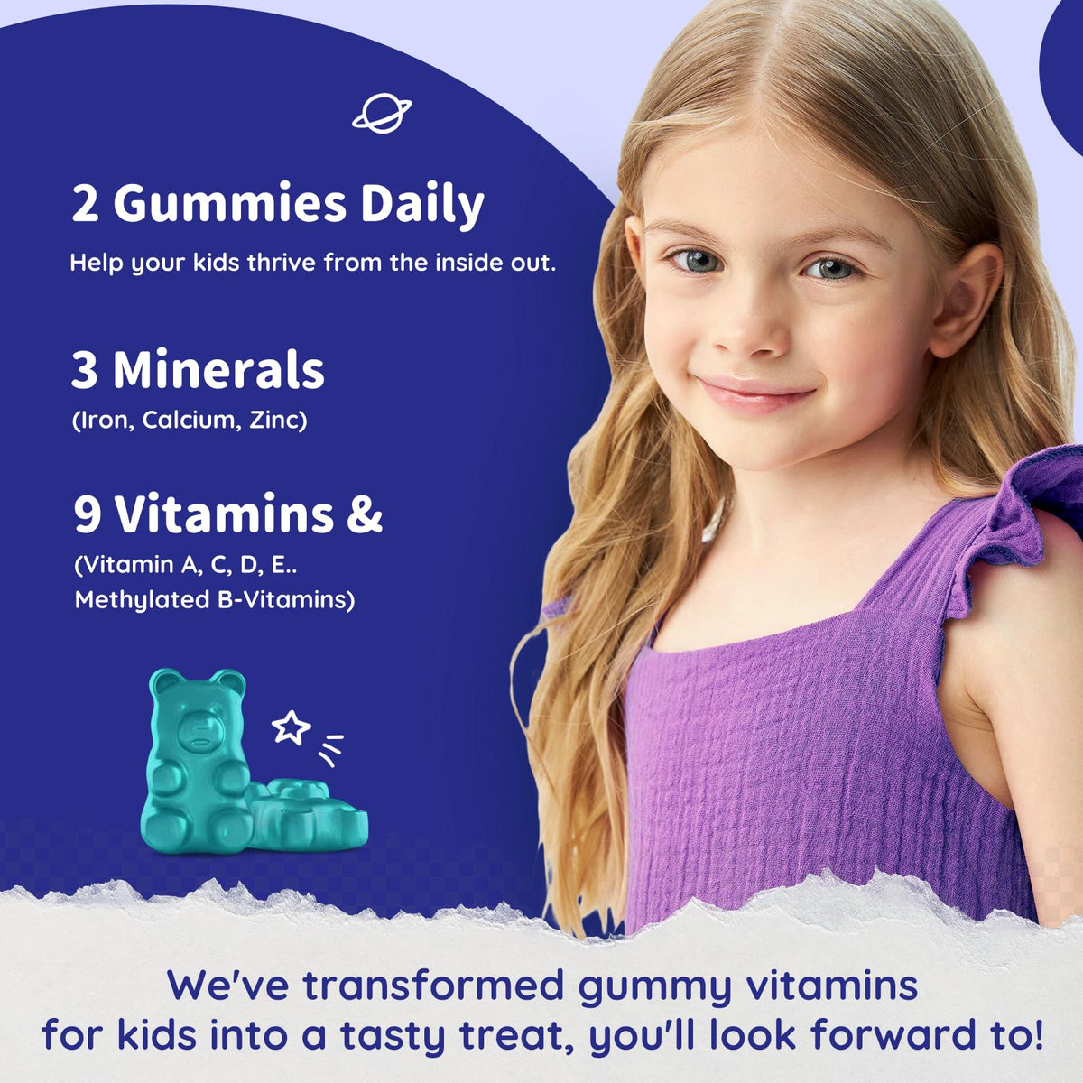 Gummies ReviNutra multivitamines pour enfants en gros plan