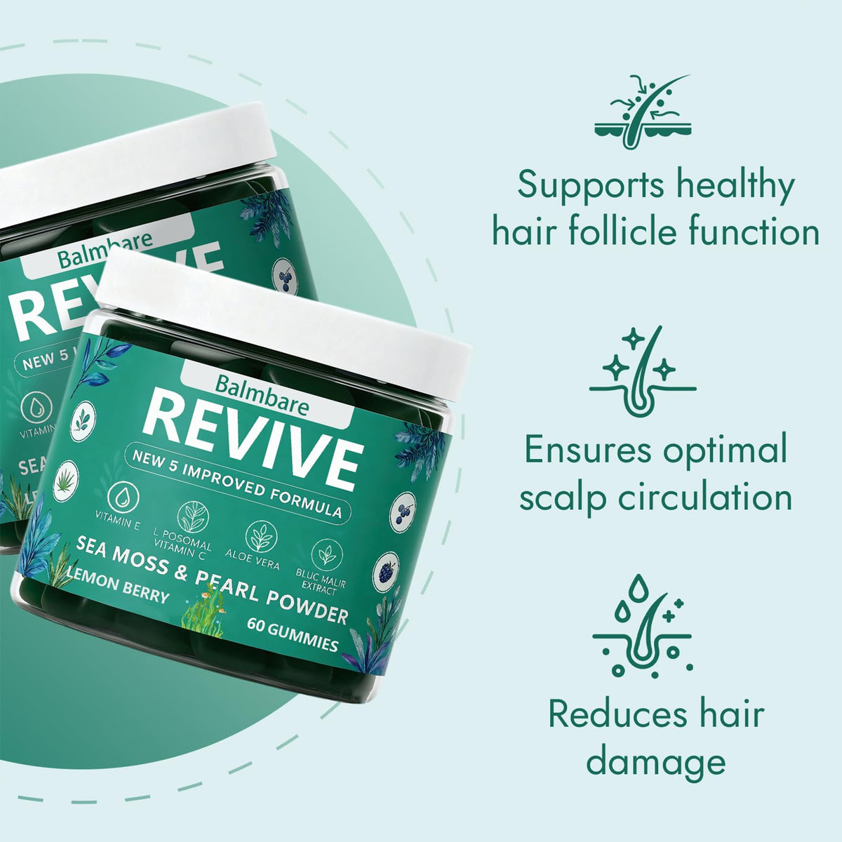 Gummies ReviveNerve, ingrédients visibles sur le packaging