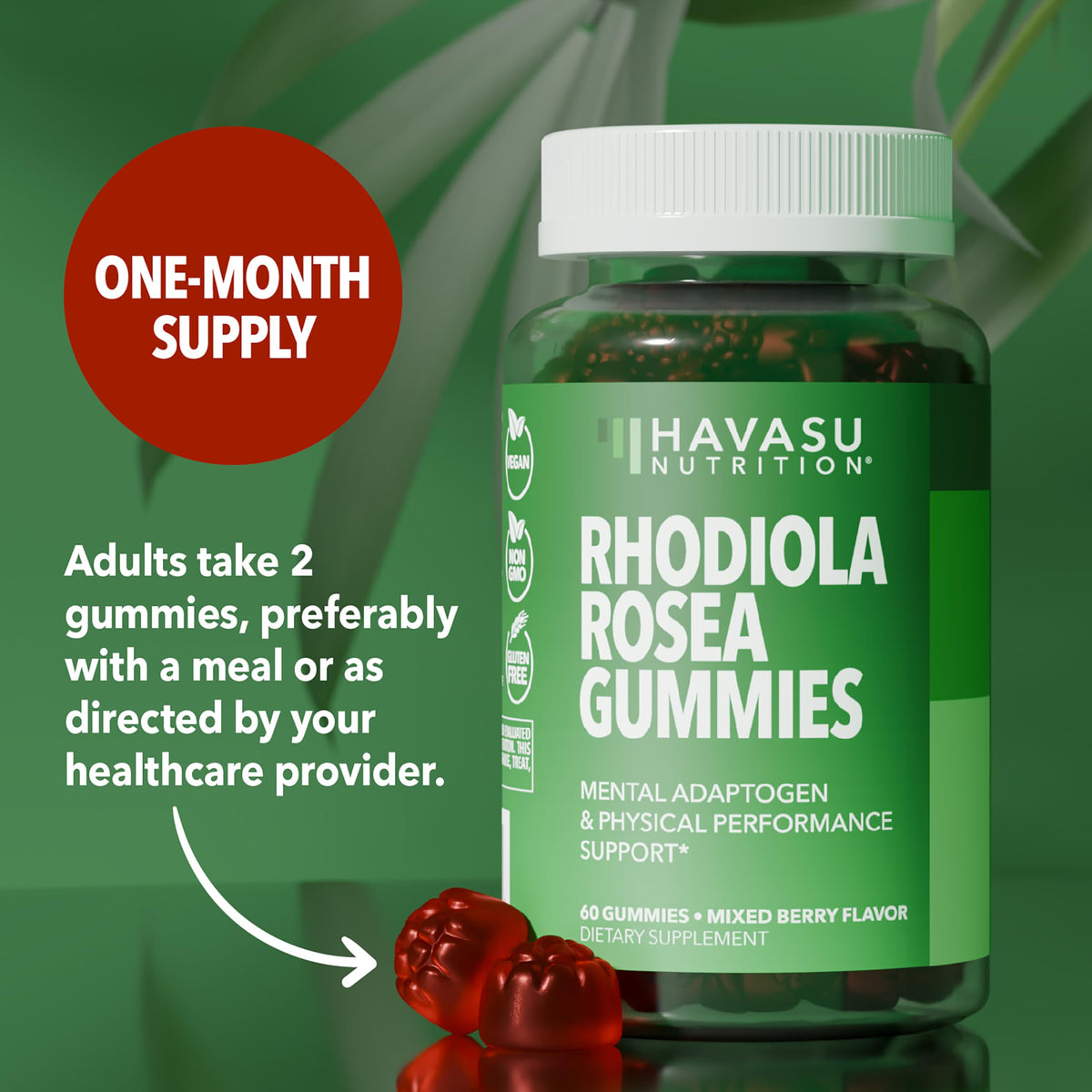 Gummies Rhodiola Rosea HAVASU NUTRITION dans une main