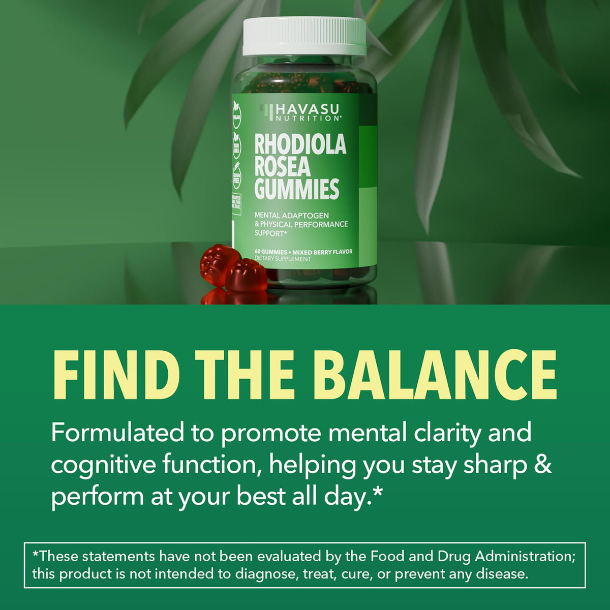 Gummies Rhodiola Rosea HAVASU NUTRITION en gros plan
