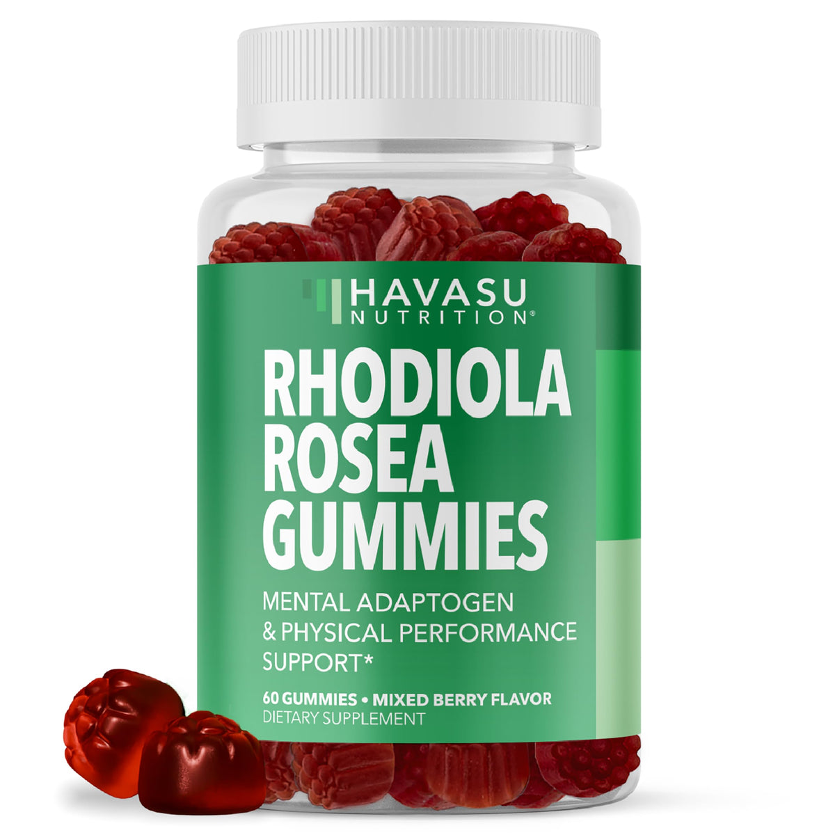 Gummies Rhodiola Rosea HAVASU NUTRITION vue de face dans l'emballage