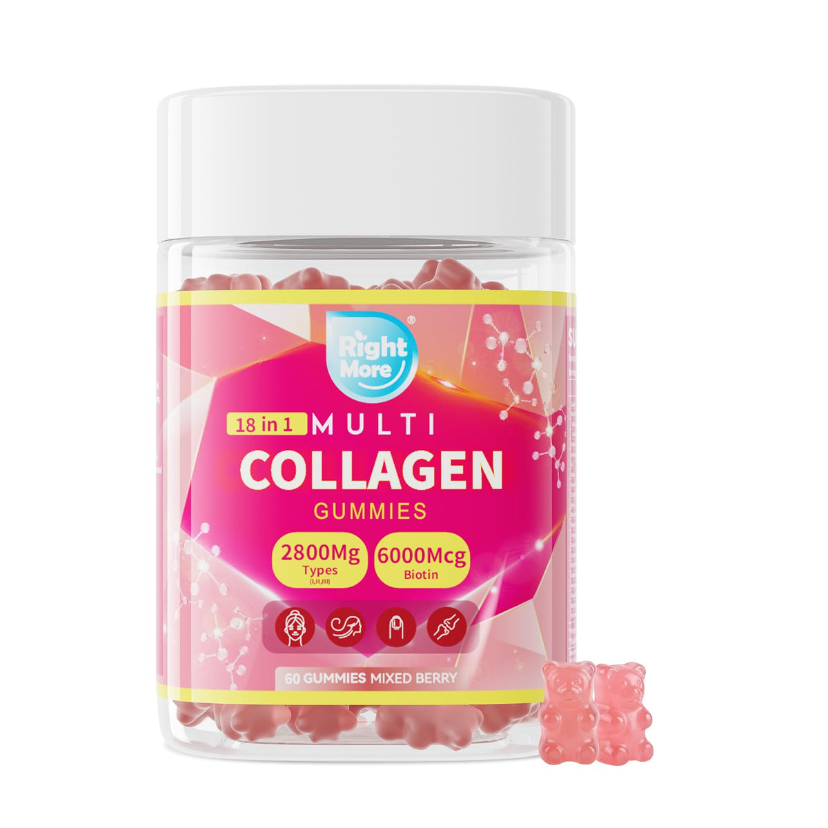 Gummies Right More collagène 18-en-1 mélange de baies face avant