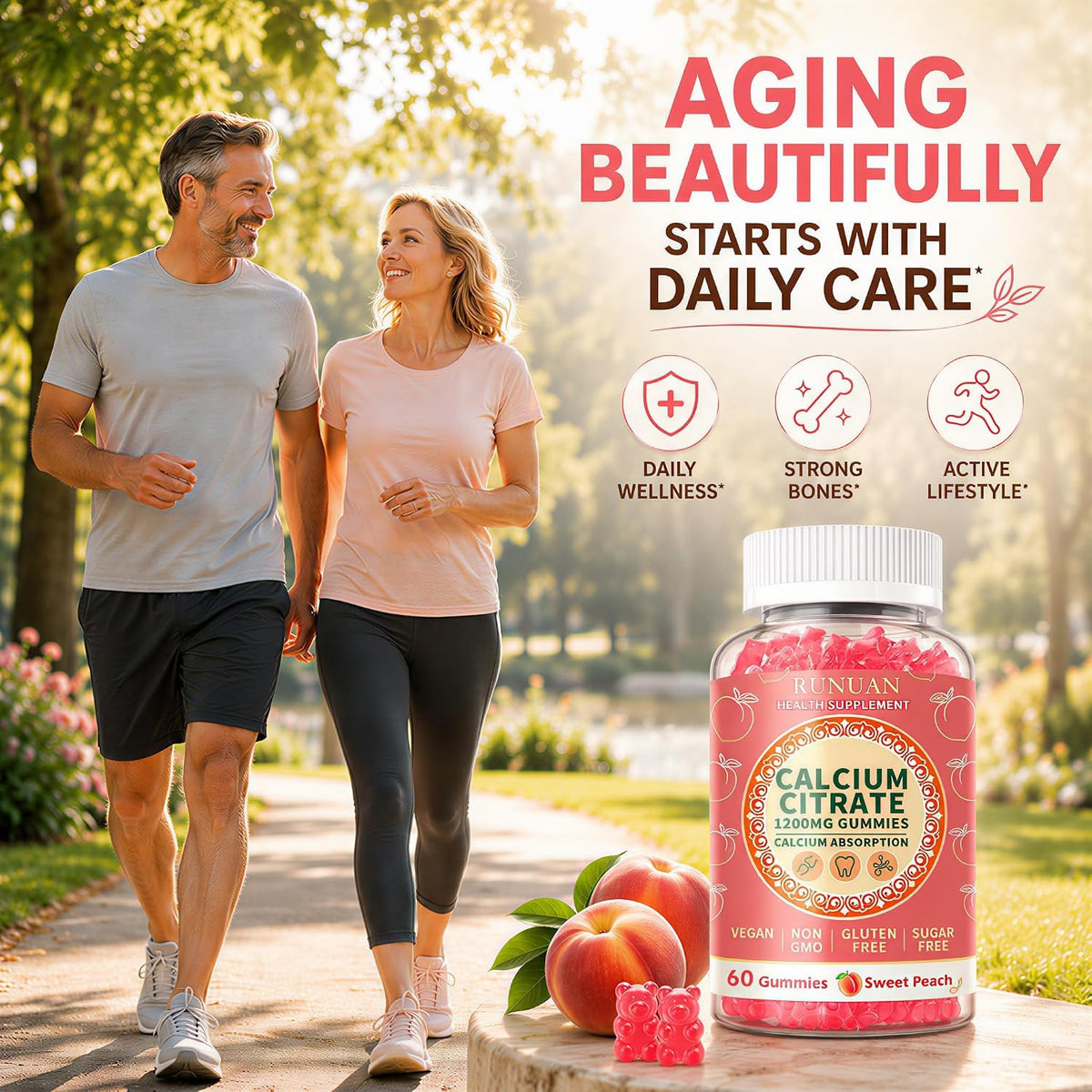 Gummies RUNUAN Calcium Citrate 1200mg, vue de près