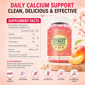 Gummies RUNUAN Calcium Citrate avec fruits en arrière-plan