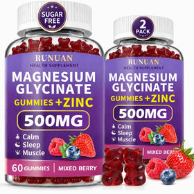 Gummies RUNUAN de magnésium glycinate et zinc 500mg, vue de face