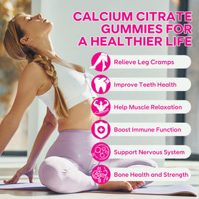 Gummies Saajoor au calcium citrate 1200 mg, présentation sur une table