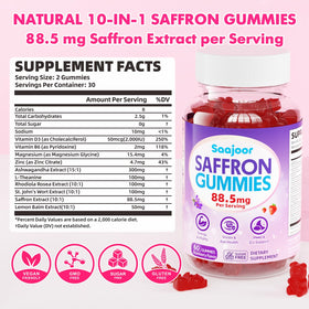 Gummies Saajoor au Safran à la fraise sur une table