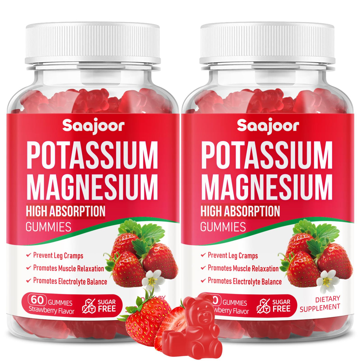 Gummies Saajoor Potassium Magnésium 120 comprimés devant l'emballage