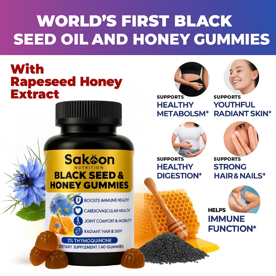Gummies Sakoon Nutrition huile de graines noires avec miel et vinaigre de cidre