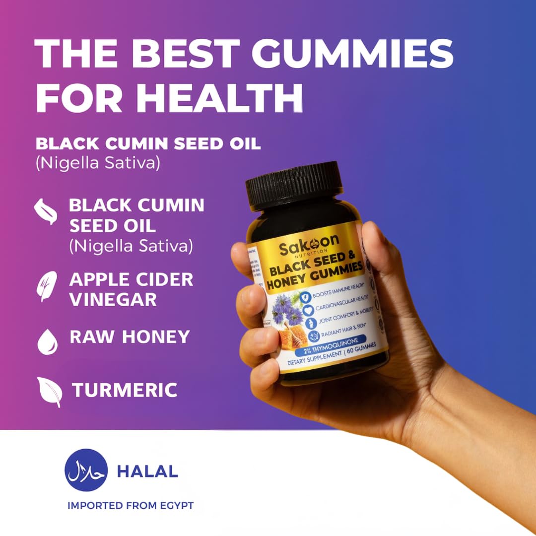 Gummies Sakoon Nutrition huile de graines noires ouvertes