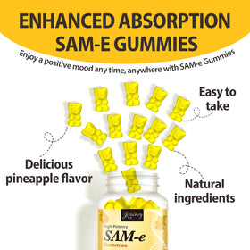 Gummies SAM-e de Jovianoy avec un verre d'eau à côté