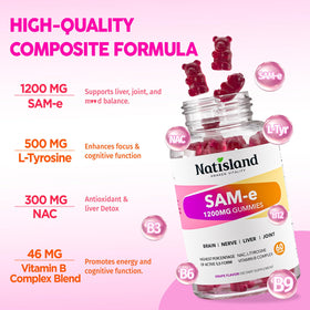 Gummies SAM-e NATISLAND avec étiquette des vitamines B