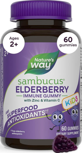 Gummies Sambucus de Nature's Way pour enfants, 60 unités, vue de face.