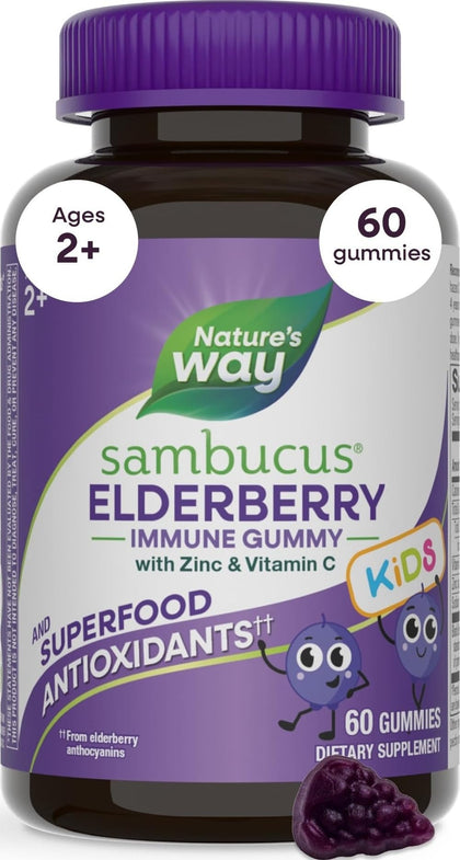 Gummies Sambucus de Nature's Way pour enfants, 60 unités, vue de face.