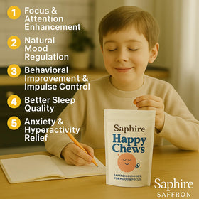 Gummies Saphire Happy Chews au safran avec texture moelleuse
