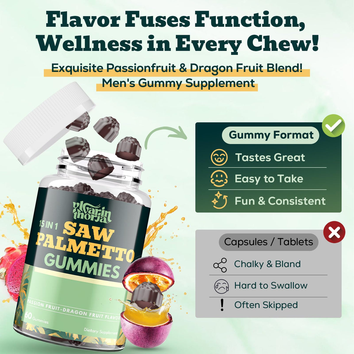 Gummies Saw Palmetto YIvarinthoria dans une main
