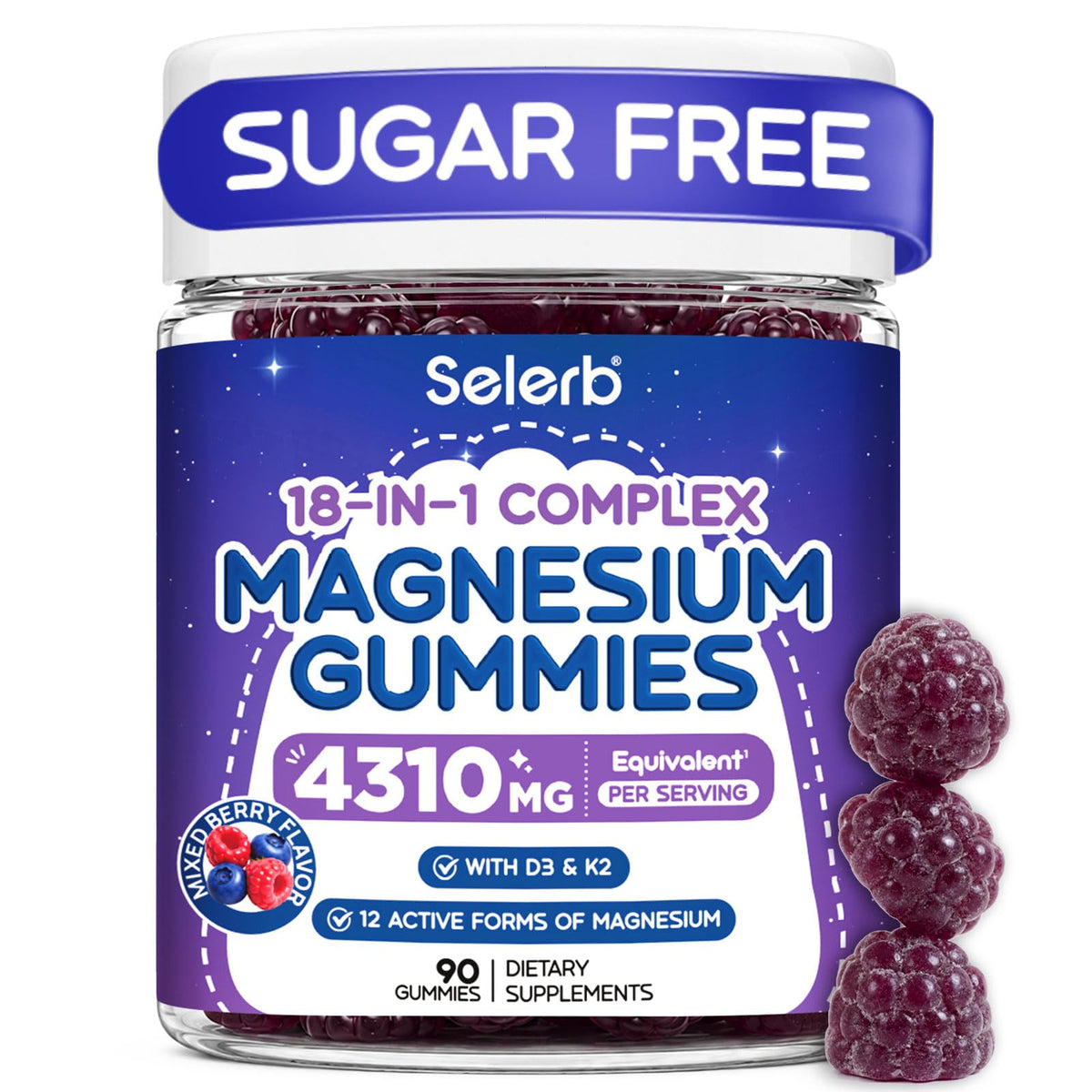 Gummies Selerb Complex Magnésium 18 en 1, pot de 90 gummies