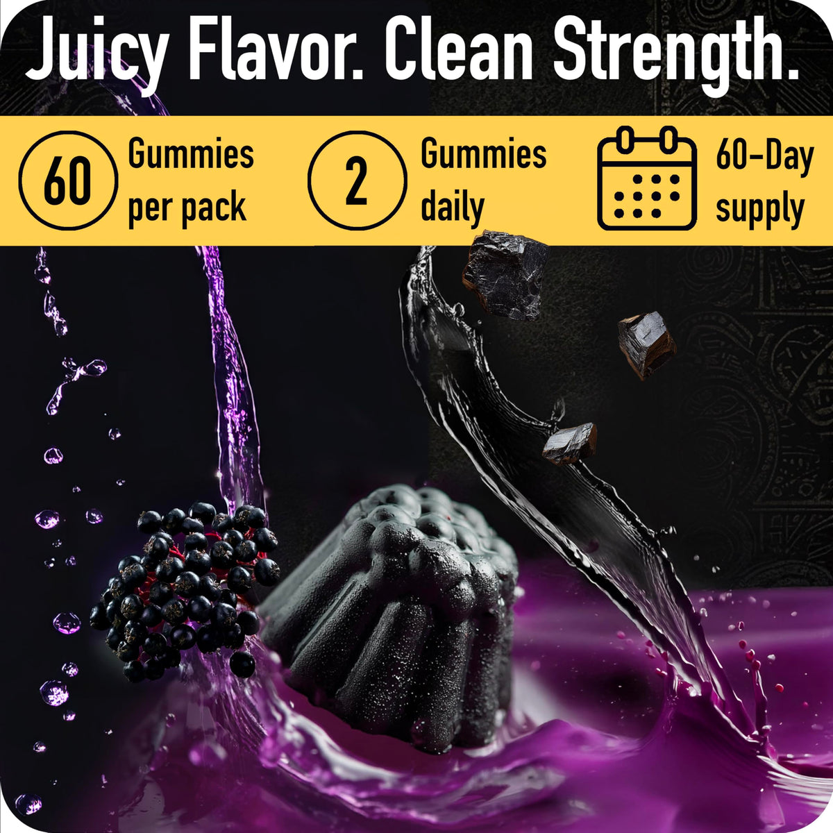 Gummies Shilajit ad hoc 1100mg avec une cuillère