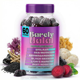 Gummies Shilajit Barely Halal vue de face dans un pot