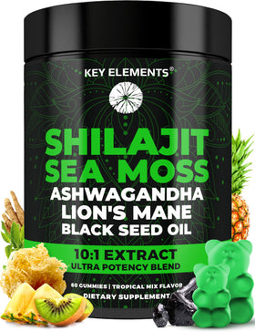 Gummies Shilajit Bio avec Algues Marines de KEY ELEMENTS en vue de face