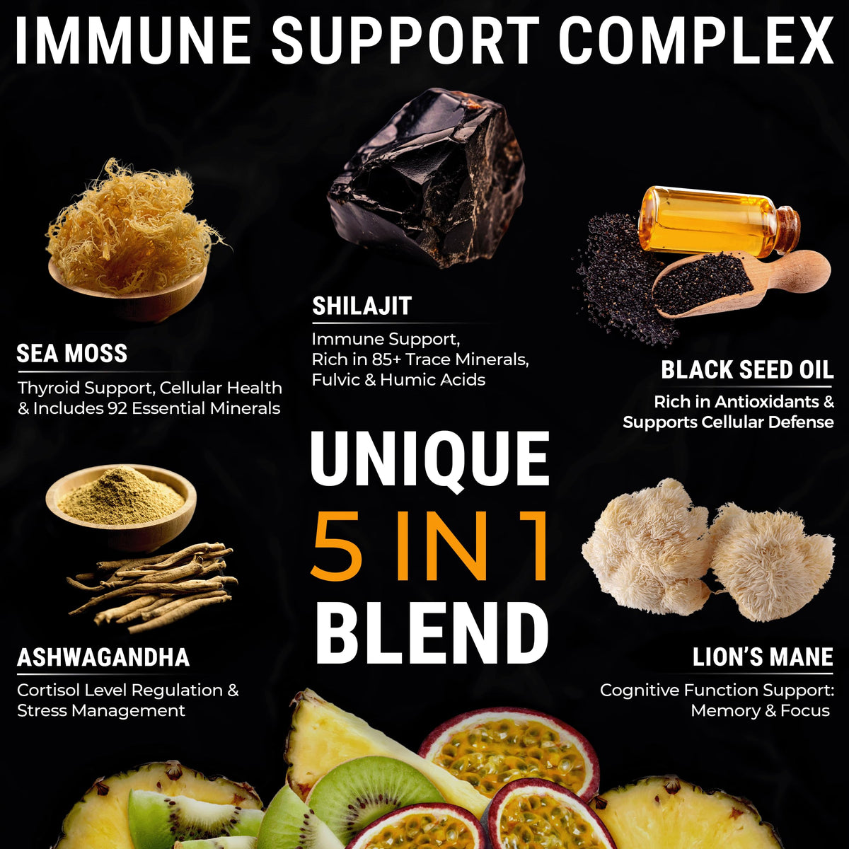 Gummies Shilajit Bio avec Algues Marines, texture et couleur