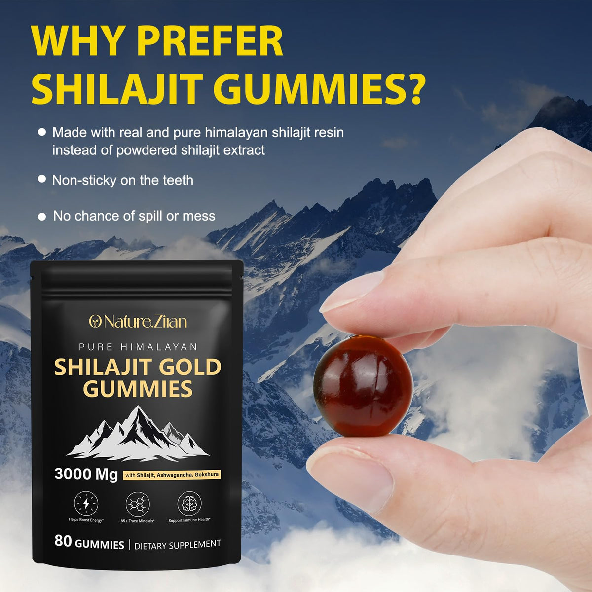 Gummies Shilajit Bio O NATURE. ZIRAN avec Ashwagandha et Gokshura