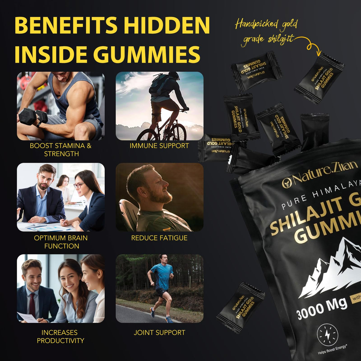 Gummies Shilajit Bio O NATURE. ZIRAN en gros plan