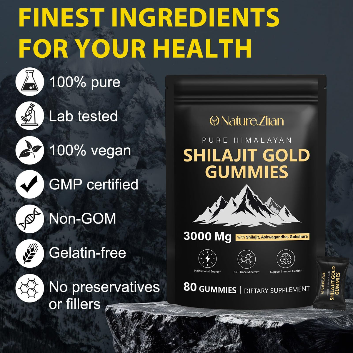 Gummies Shilajit Bio O NATURE. ZIRAN sur une table