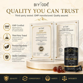 Gummies Shilajit BIYODE, vue de profil du pot
