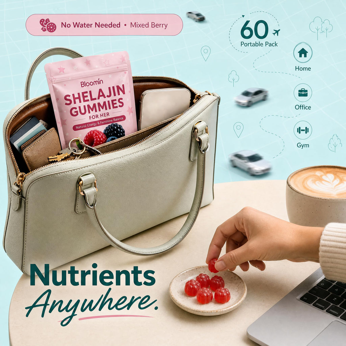 Gummies Shilajit Bodylove Mask sur une table